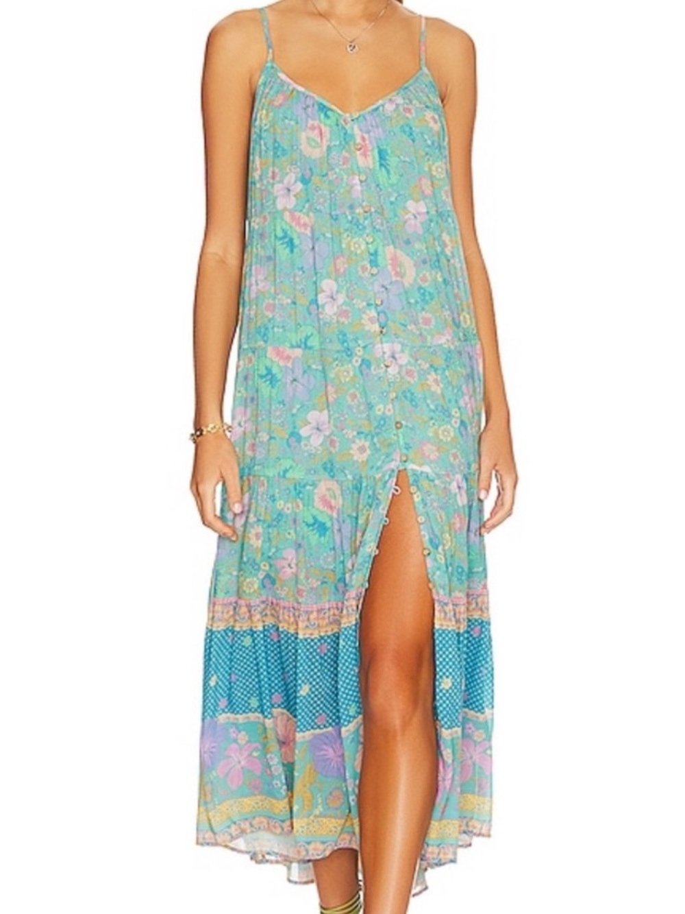 Spell x Revolve Hibiscus Lane Strappy Dress in Lagoon